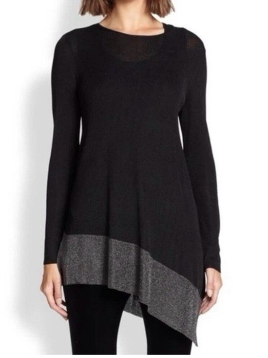 Eileen Fisher Tops - Eileen Fisher asymmetrical hem tunic Semi Sheer Metallic